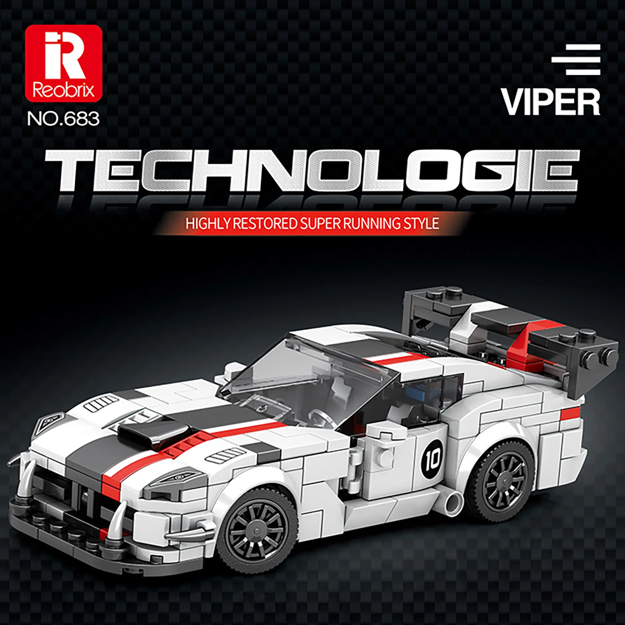 Reobrix Viper Supercar Building Blocks Kit, 419PCS Super Race Vehicle Building Toy, Birthday Gifts for Him, Boy Gifts for Kids Aged 6+