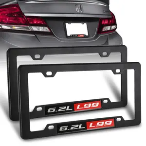 2pcs ABS Plastic License Plate Frame Cover Front & Rear With 6.0L L99 Emblem