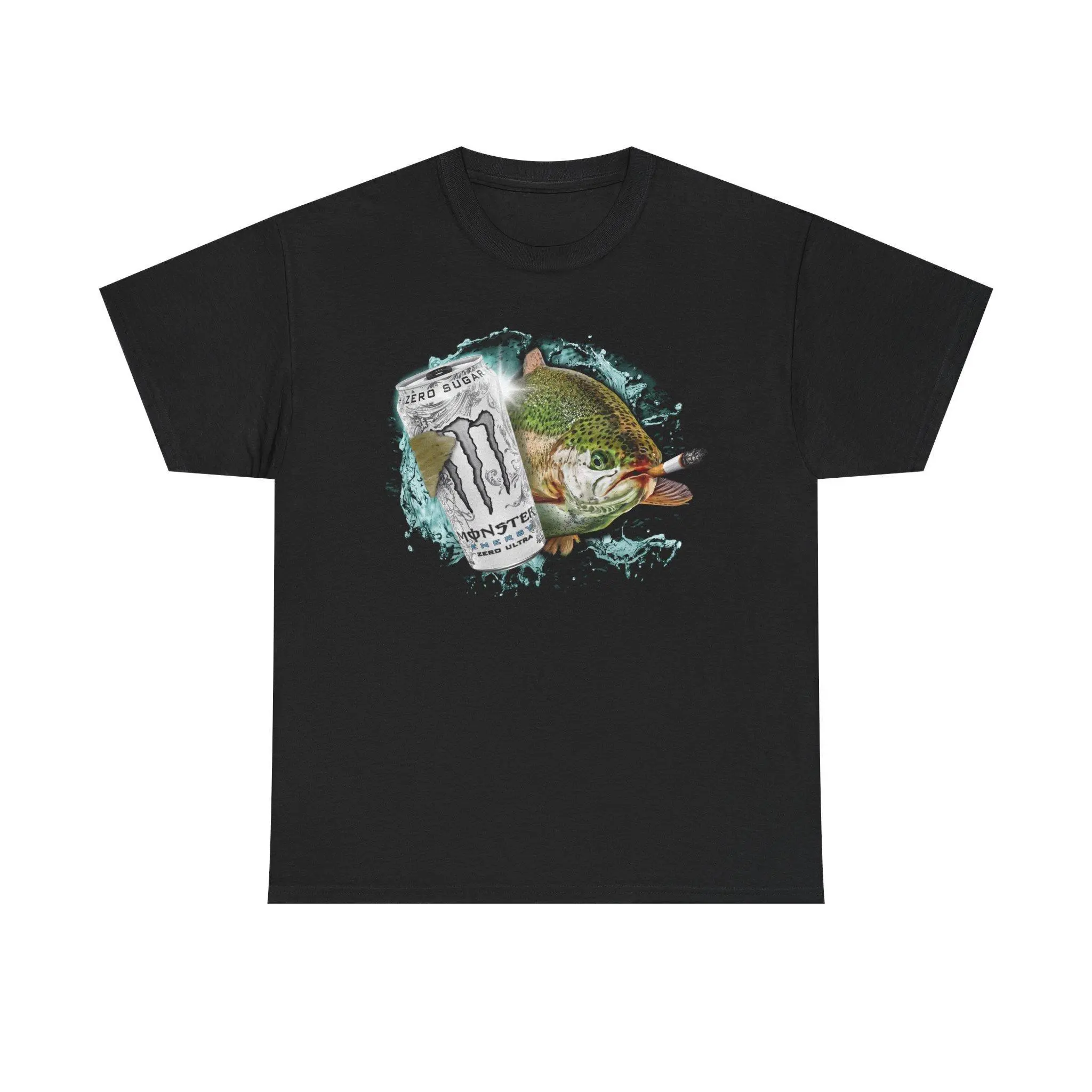 Women's Dope Fish Graphic Print T-Shirt - Funny White Monster Fish Tee, Lightweight, Relaxed Fit, Unisex Sizes, Layer-Friendly