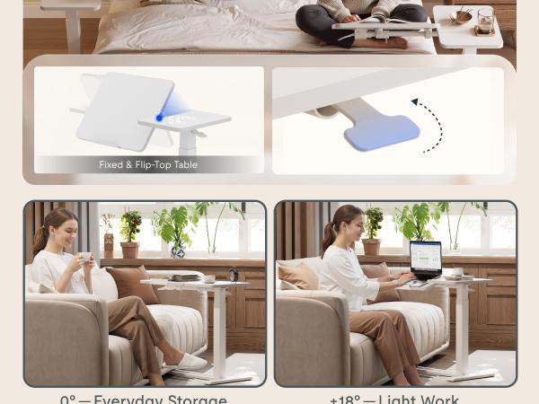【SummerVibes】FLEXISPOT H7 Flex Height Adjustable C-Shaped End Table with Split Tilting Top, Mobile Side Table for Sofa & Bedside, Space-Saving Slide Under Furniture, Rolling Laptop Desk for Small Spaces, WFH Essentials, Versatile Home Gift tiktokshopsprin