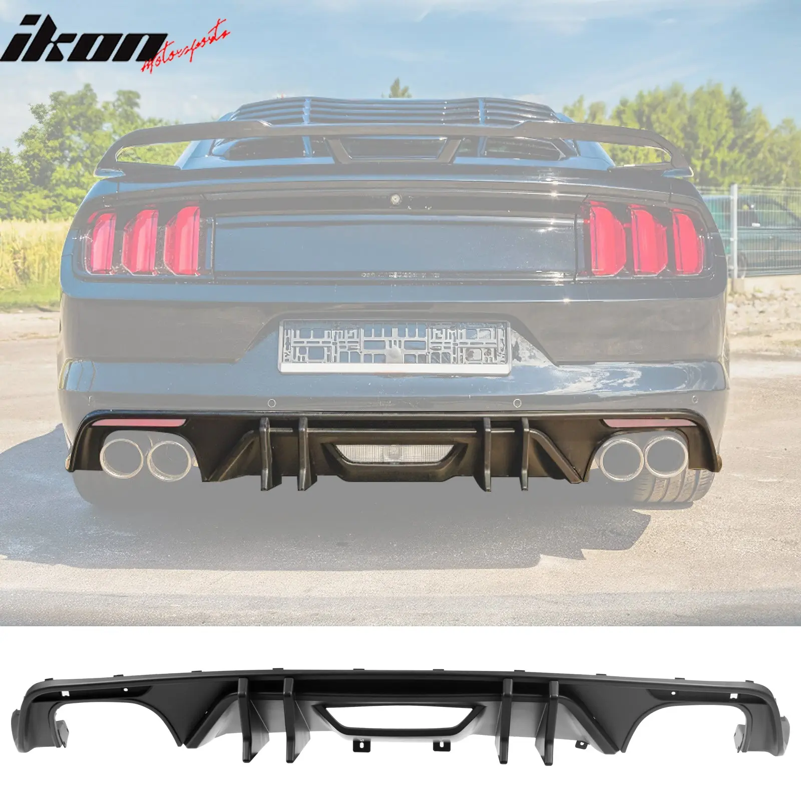 Rear Diffuser Bumper for Ford Mustang 2015-2017 Speed Style Matte Black PP Automotive Car Accessories Rear Bumper Diffuser