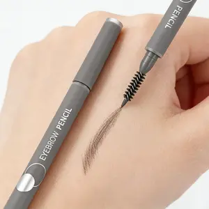 MINISO Slanted Tip Dual Tone Brow Pencil (Black Grey + Ash Brown), Long Wearing Smudge Proof Eyebrow Makeup Tool TikTok Hot Must-Have,Waterproof/Smudge Proof/Long Lasting#Summervibes