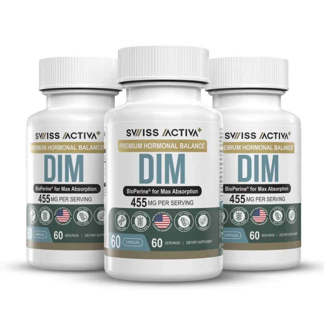 Swiss Activa+ Labs DIM Dietary Capsules - Gluten-Free, Non-GMO, Vegan - Antioxidant, Botanical Extracts - Hormone Balance, Metabolism Support, Hormonal Acne Relief for Adults (180-Day Supply)