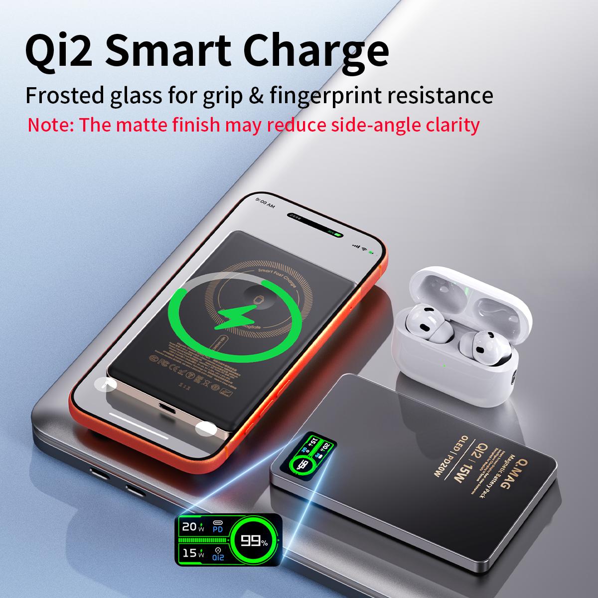 Magnetic MagSafe Wireless Power Bank 15W Fast Charging 5000/10000mAh Ultra Slim 0.35 Inches Card-Style Portable Charger Battery Pack with USB-C Cable Compatible with iPhone and Android Smartphones Watch Wireless Headphones with Aluminum Metallic Texture