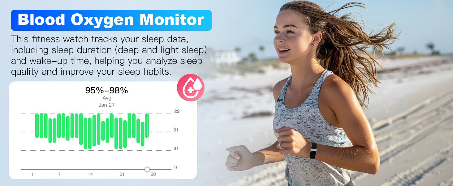 Smart Bracelet for Men Women, Fitness Tracker with Free App, 24/7 Auto Heart Rate/SpO2 Monitor, Sleep Stress Tracking Smart Health Wristband, 120+ Sports Modes with Extended Armband, IP68 Waterproof
