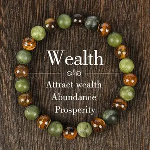 Opalux Tiger Eye Stone Bracelet Attracts Wealth, Stretchable Money Attraction Bracelet- Unisex Jewelry Gift glass beads pulsera amatista unity bracelet protection bracelet  fashion artificial Colorblock Beaded Crystal Bracelet