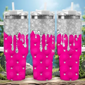 1pc 40oz Glittery Pink Crown Tumbler with Lid, Insulated Travel Mug, Gift for Women Men, Ideal for Halloween, Independence Day, Memorial Birthday Gift, Coffee Cup, weird stuff