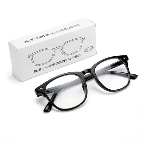 2026 Upgraded Unisex Full-Rim Polycarbonate Blue Light Blocking Glasses - Lightweight Sturdy Classic Black Frames, Anti-Glare UV Resistant Fashion Daily Eyewear for Office, Men's Accessories with Comfortable Materials