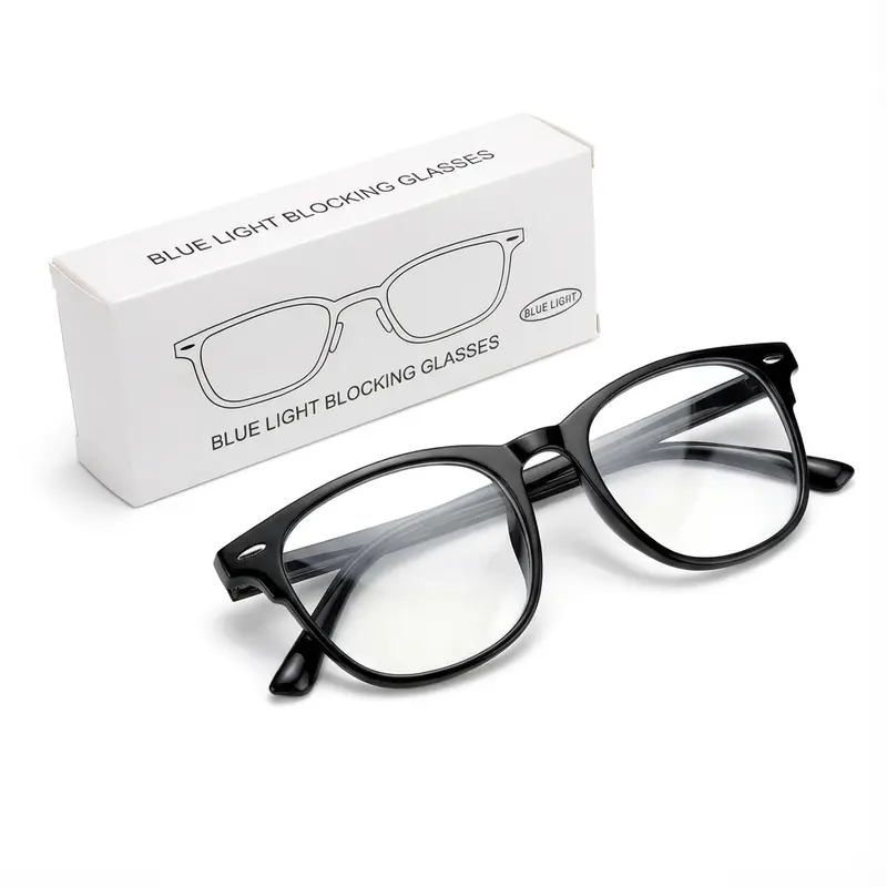 2026 Upgraded Unisex Full-Rim Polycarbonate Blue Light Blocking Glasses - Lightweight Sturdy Classic Black Frames, Anti-Glare UV Resistant Fashion Daily Eyewear for Office, Men's Accessories with Comfortable Materials