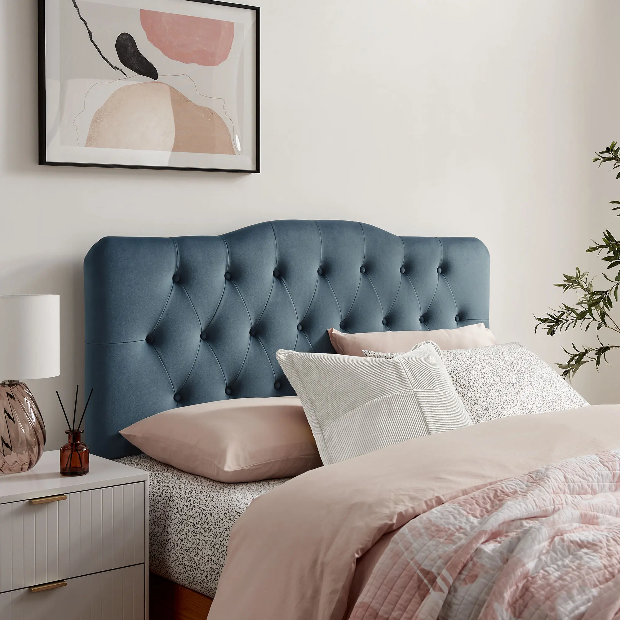 Annabel Stain-Resistant Performance Velvet King Headboard in Cadet Blue