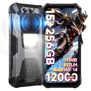 FOSSIBOT F106Pro Rugged Smartphone Unlocked,12000mAh Rugged Phone, 15GB+256GB, Android 14, 6.58" Display 48+16+20MP Night Vision Camera 110db Big Speaker 512LM Camp Light Cellphones, 4G Dual SIM/NFC