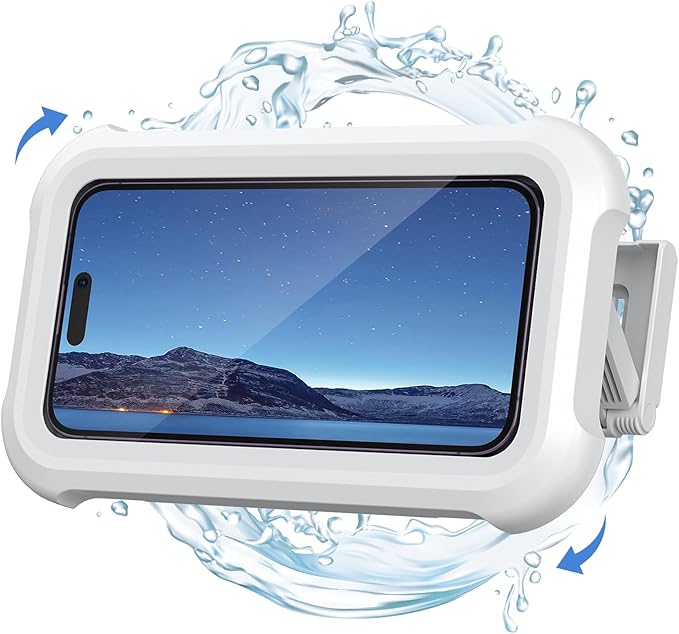 Waterproof Phone Holder for Shower & Bathroom - Upgraded 360° Smooth Rotating, Anti-Fog Protective Case, Full HD Sensitive Touchscreen, Strong Adhesive Tool-Free Wall Mount, Fits''4-7'' iPhones/Samsueng Adjustable Smartphon Waterproof Phone Holder for Shower & Bathroom - Upgraded 360° Smooth Rotating, Anti-Fog Protective Case, Full HD Sensitive Touchscreen, Strong Adhesive Tool-Free Wall Mount, Fits''4-7'' iPhones/Samsueng Adjustable Smartphon