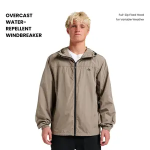 Quiksilver | Overcast Windbreaker | Water-Repellent Windbreaker | Full-Zip with Fixed Hood for Variable Weather | Top