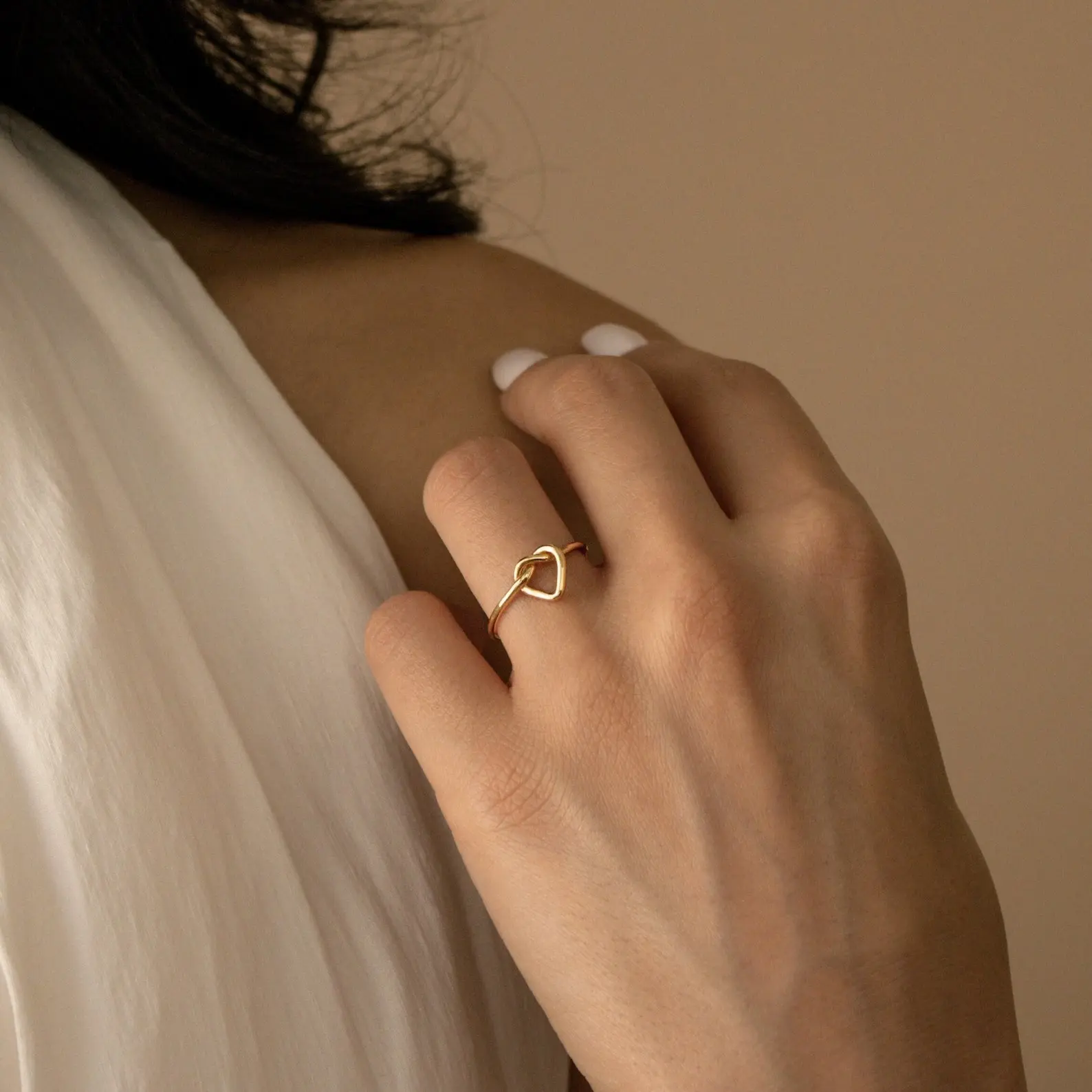 Love Heart Knot Ring by Caitlyn Minimalist - Dainty 18K Gold Plated Promise Ring - Minimalist Jewelry - Anniversary Gift for Her