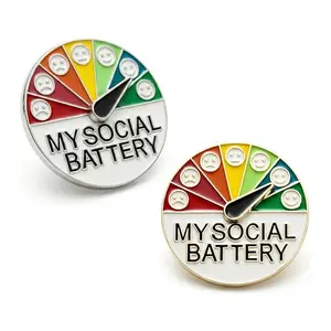 2 Pack Social Battery Slider Pin - Interactive Mood Pin for Introverts, Funny Social Battery Creative Badge for Jackets & Backpacks - Novelty Accessories & Cute Gifts for Friends, Her