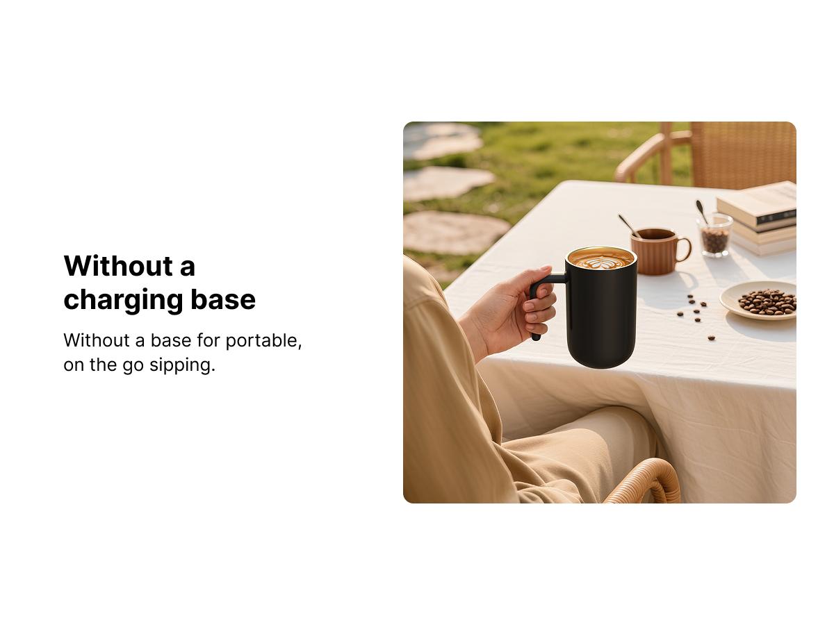 FEPPO Self-Heating Coffee Mug Warmer, 17oz Smart Temperature-Controlled Coffee Mug with Titanium Coating, Real-Time Digital Display, Built-in 2600mAh Battery with Charging Base, Great Gift for Women / Men