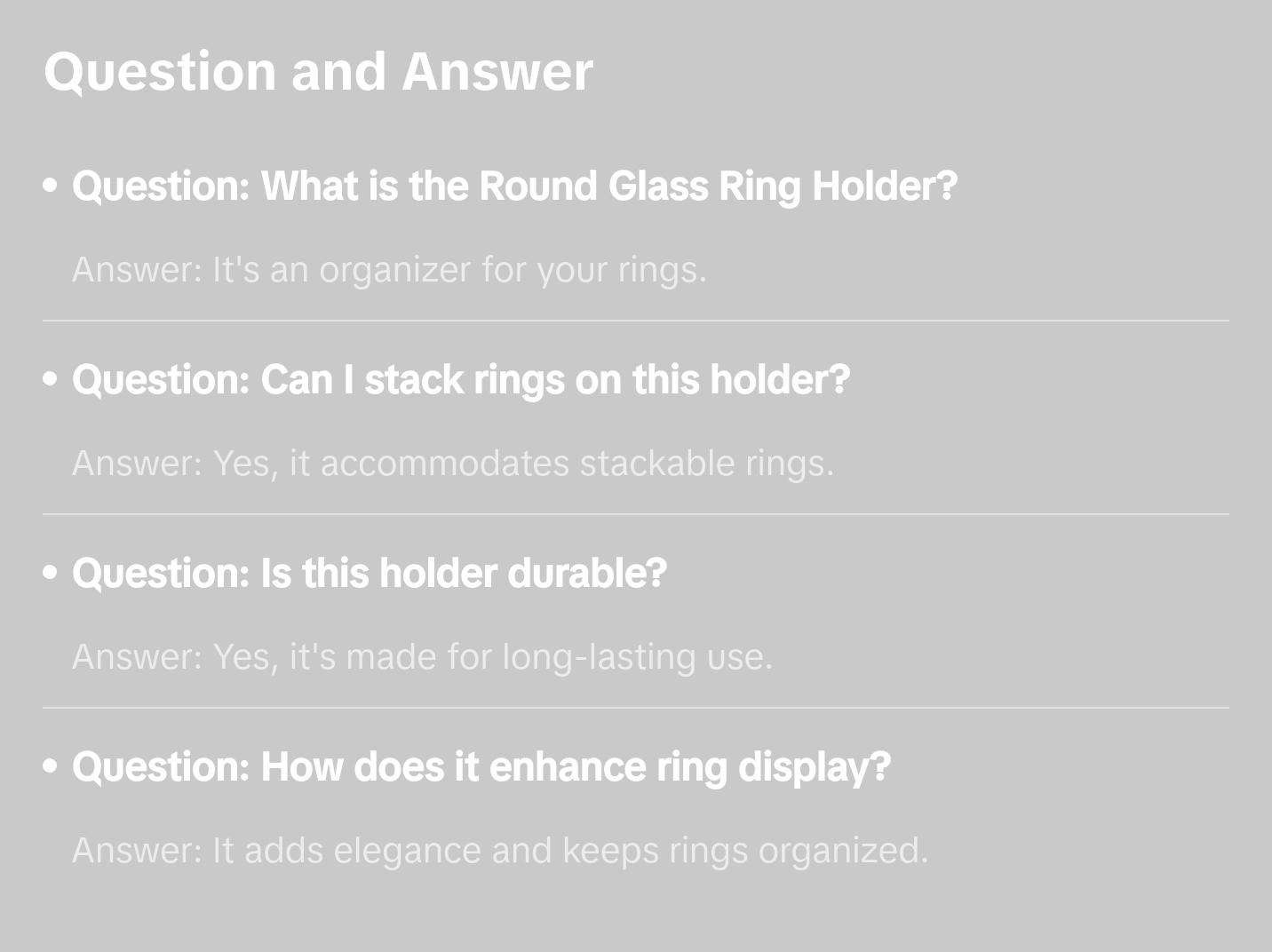 Round Glass Ring Holder - Default Organiser Box