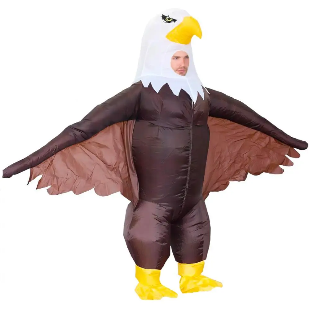 Inflatable Bald Eagle Costume for Adult Blow up Eagle Mascot Costume Outfit Funny Independence Day Parade Patriotic Costume Suit, Halloween, Usb
