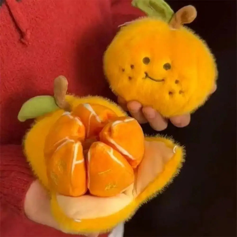 Peelable Orange Plush Ornament Backpack Pendent Accessory Kawai Plush Doll Toy Keychain Segments Fruit Soft Stuffed Toy