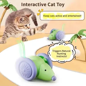 Interactive Cat Toy USB Rechargeable Rolling Mouse with LED Lights Automatic Motion Activated Quiet Indoor Exercise for Cats & Kittens
