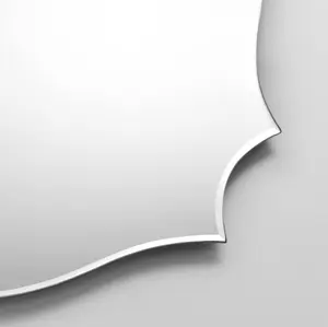 Kohros Beveled Edge Wall Mirror - 24" H x 18" W, Scallop Beveled Design, Frameless Polished Finish, Elegant Decor for Bedrooms Bathrooms Living Rooms Hallways