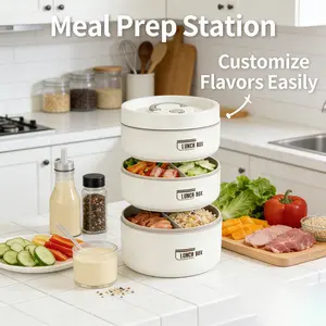 Tableware 1 Set Including 3 Counts Lunch Box & 1 Count Insulated Bag, 3 Separate Stackable Lunch Container for Adult & Kids Travel, Insulated Bento Box, Kitchenware Stainless Meal Prep Organiser Vegetable Ricebox