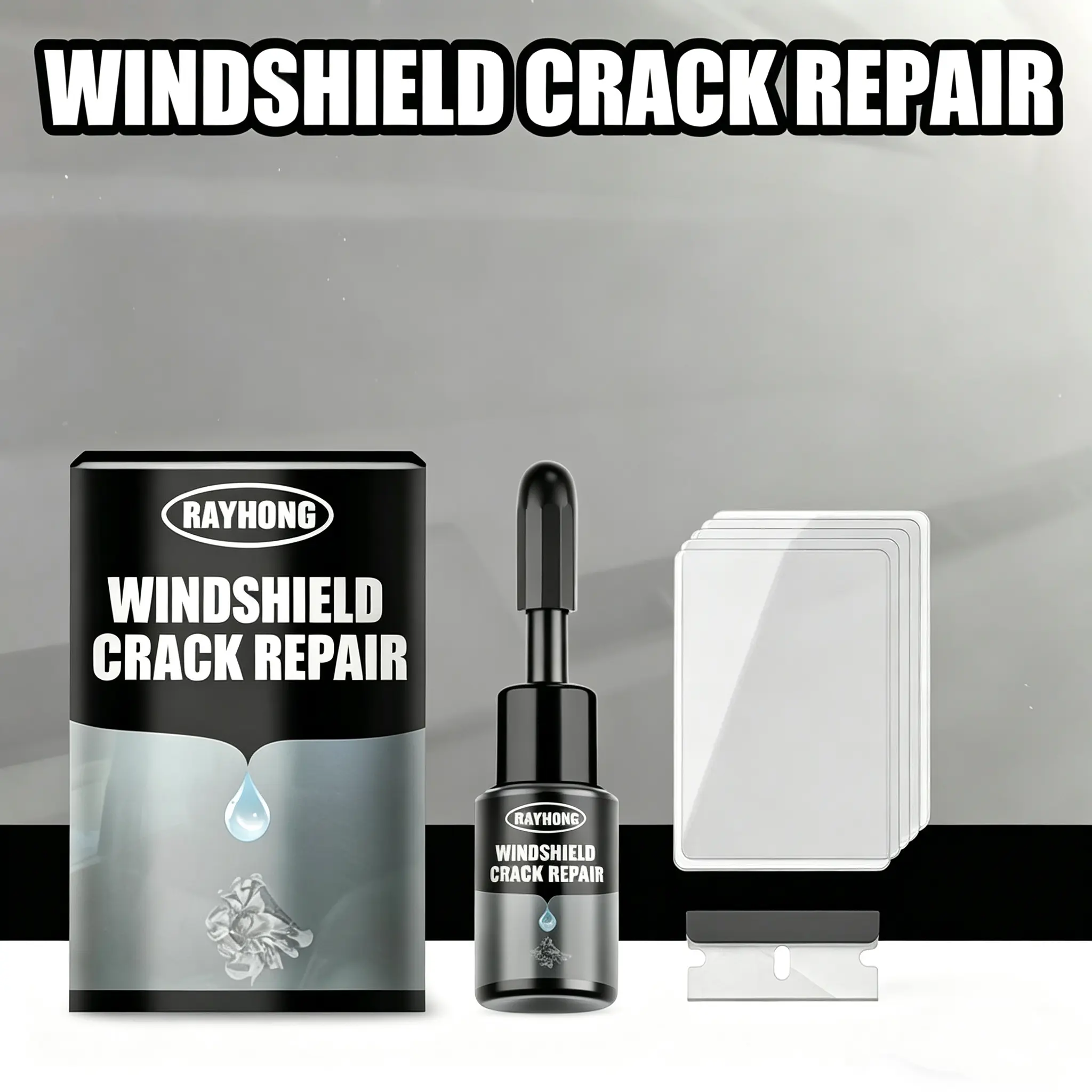 Car windshield crack repair fluid, car windshield repair kit, windshield crack repair tools, glass repair fluid for repairing shattered and star-shaped cracks, multi-purpose interior cleaner.fathersdaygift