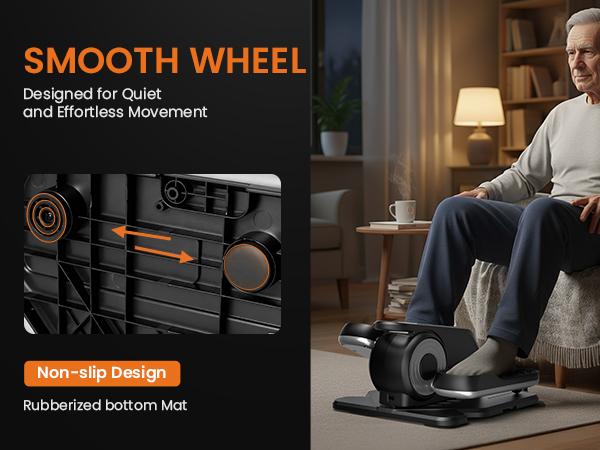 Under-Desk Elliptical Machine - Compact, Quiet Mini Pedal Exerciser with Adjustable Speed, LED Display, Portable Fitness Solution for Home, Office Workouts