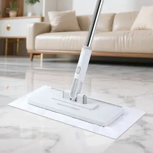 Wall cleaning mop, plug-and-play touchless cloth, flat clip ceiling cleaning and dusting tool, equipped with a 40-inch handle and 5 dry cloths, suitable for walls, windows, floors, and skirting boards
