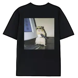 100% Premium Cotton T-shirt Funny Animal Vintage Graphic Tee, Cyber Hamster T-Shirt, Unisex Meme Cringe Funny Shirt, Menswear Womenswear Streetwear Cotton Comfort