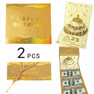 Birthday Cash Gift Envelope Set Creative Surprise Money Clip Wallet DIY Number Cake Pop-Up Greeting Card with Glitter Stickers Unique Cash Box Fun Gifts for Men Women