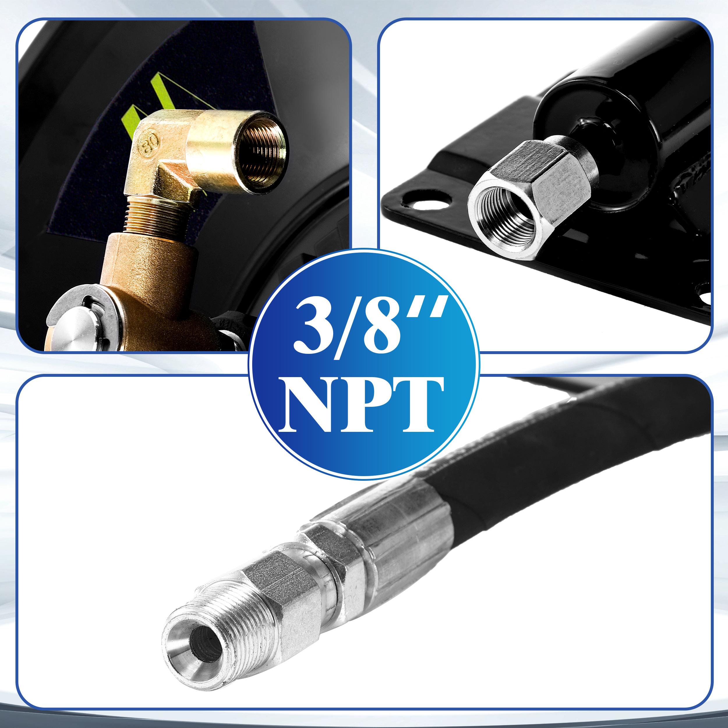 M MINGLE Pressure Washer Hose Reel 100 ft 3/8" NPT to M22 14mm Adapter, Heavy Duty Mounted Hose Reel for 100 ft 3/8" Power Wash Whip Hose 4000 PSI