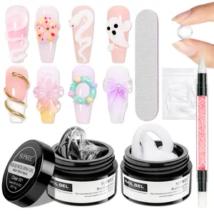 3D Flower Sculpting Solid Builder Gel for Nails – Non-Sticky Carving Hard Gel with Dual Forms for Nail Art & Extension