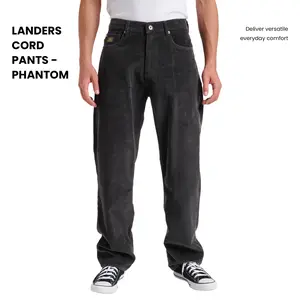 Quiksilver | Landers Cord Pants - Phantom | 100% Cotton 310GSM | Yarn Dye Fixed Bottoms | Men's Casual Trousers