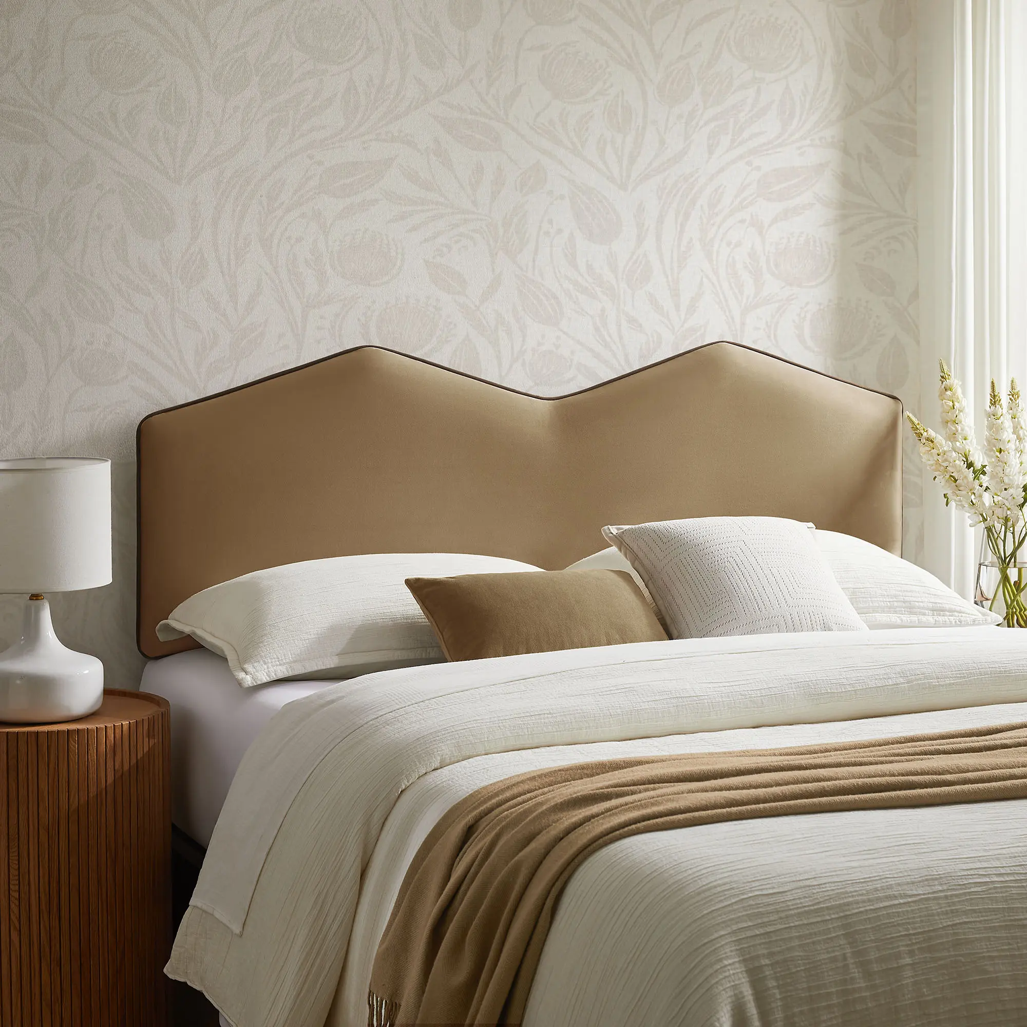 Cosette Performance Velvet Queen Size Headboard in Taupe