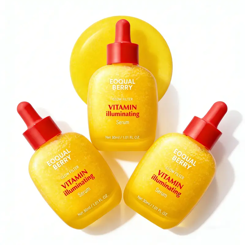 2pcs EQQUALBERRY Vitamin IlluminatingSerum -Brightening Vitamin C Serum withNiacinamide |Strengthens skin barrierIHydrates using Ceramide and HyaluronicAcid, 1.01oz /30ml