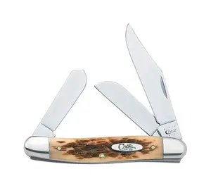 Case Peach Seed Jig Amber Bone Stockman Pocket Knife