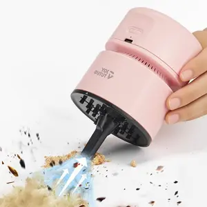 JOYTUTUS Mini Desktop Vacuum Cleaner Handheld USB Wireless Portable Plastic Cleaner for Car Seat Keyboard Crumbs Hair Ashes Home Use Compact Versatile Design Switch Light Black Free Halloween Sticker Device