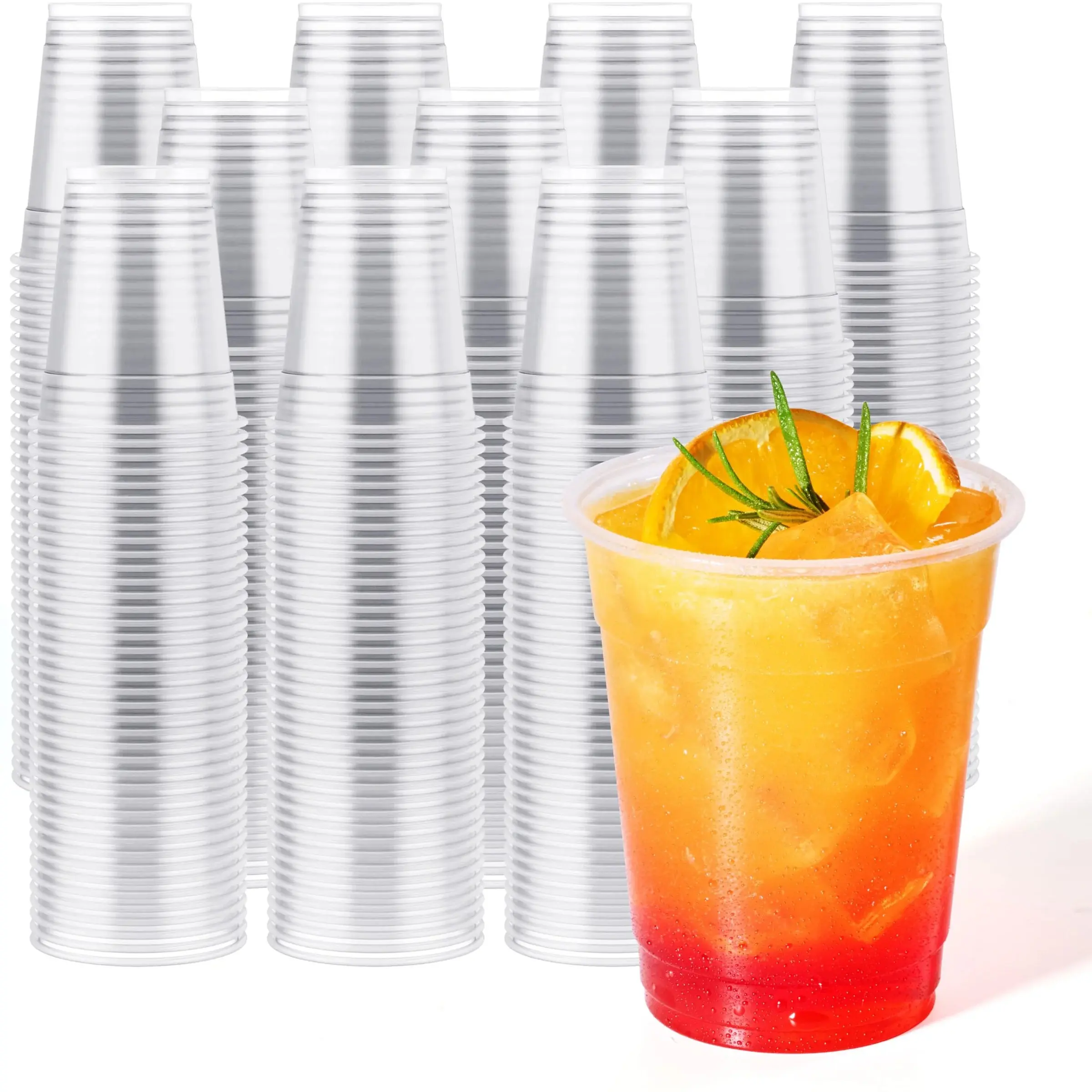 390pc 12oz/16oz Bulk Beer Cups | Clear Plastic Cups for Iced Coffee, Milkshakes | Food-Grade, Recyclable | Restaurant Supply Large Reusable party drink Transparent Disposable