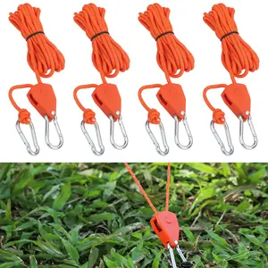 4Pcs Ratchet Tie Down Straps - Adjustable 4m/157'' Length Wind Rope with Pulley for Tent, Camping & Outdoor,High Reflective Guy Ropes Rope