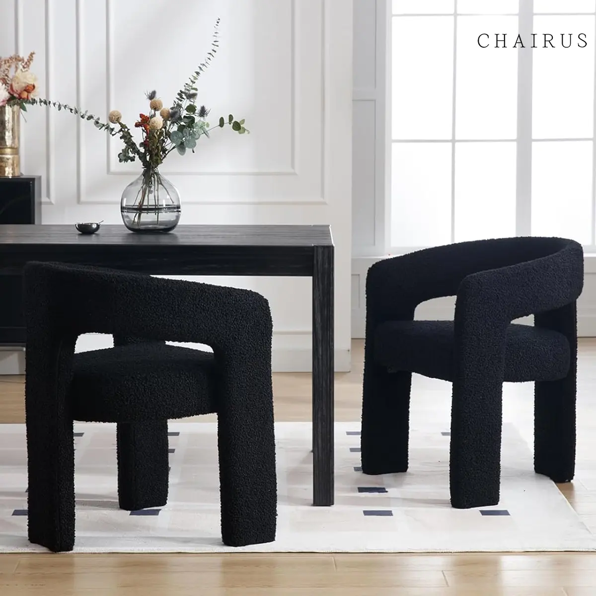 CHAIRUS Fully Assembled Dining Chair 18.5" Modern Upholstered Fabric Armchair with Open-Back Barrel  for Living Room Dining Room Small Spaces Home Decor