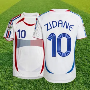 2006 France Jerseys Away White 10 Zidane  Men and Women Short Sleeve Customized Soccer Jerseys Vintage