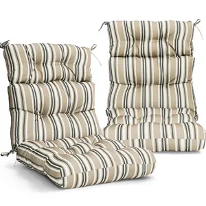 Tufted Outdoor/Indoor High Back Patio Chair Cushion, 2 Pack, 46'' x 22''