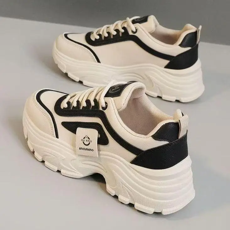 Women's Fashionable Lace Up Front Platform Low Top Sneakers, Trendy Fashion Sneaker, Casual Comfortable Sports Shoes for Daily Wear, Perfect for Students and Outdoor Sports, Fashion Walking Sneakers women margiela gats