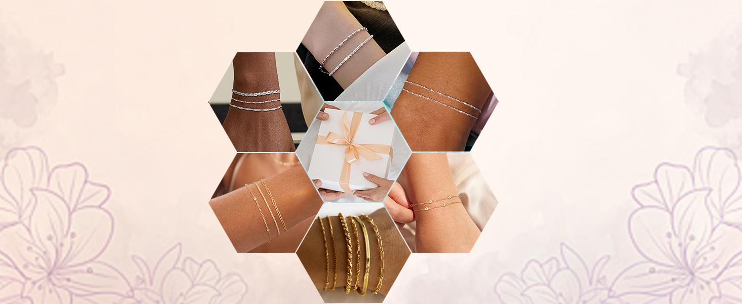 Bracelets for Women, Dainty Bracelets for Women Layered Adjustable Chain Length Jewelry Bracelets for Women eras tour bracelet