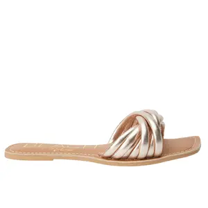 BEACH by Matisse Womens Gale Metallic Slide Casual Sandals Casual Low Heel 1-2" - Gold