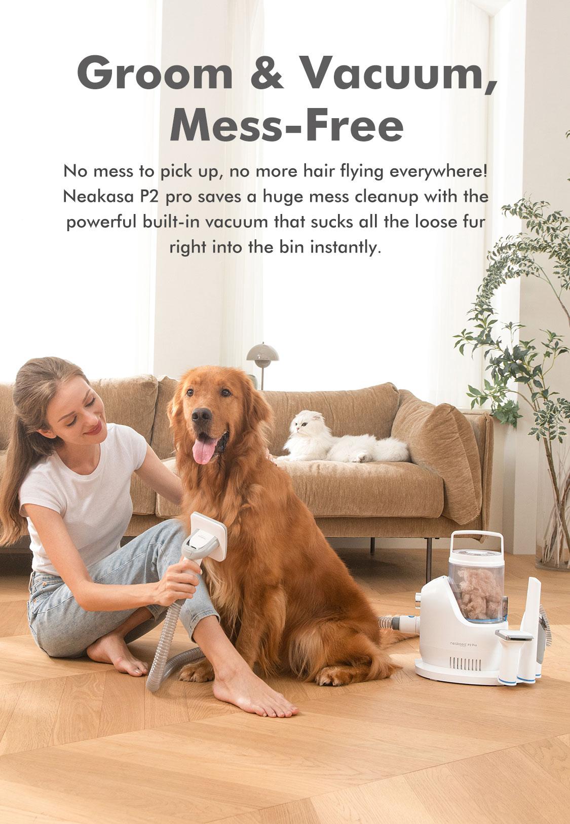 Neakasa P2 Pro Pet Grooming Kit, Dog Clippers 99% Hair, Pet Grooming with 5 Proven Tools, 2L Large-Capacity Easy Empty Dustbin for Dogs Cats Animals