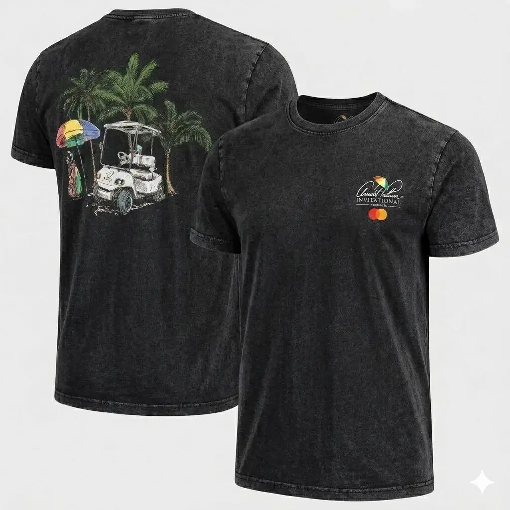 Arnold Palmer Invitational 2026 Golf Tournament Tee Unisex Vintage Washed Oversized Graphic T Shirt Retro Golf Cart Palm Tree Casual Sportswear Old Money Aesthetic Trendy Summer Vacation Vibes Y2K Streetwear Heavyweight Cotton Mens Tops