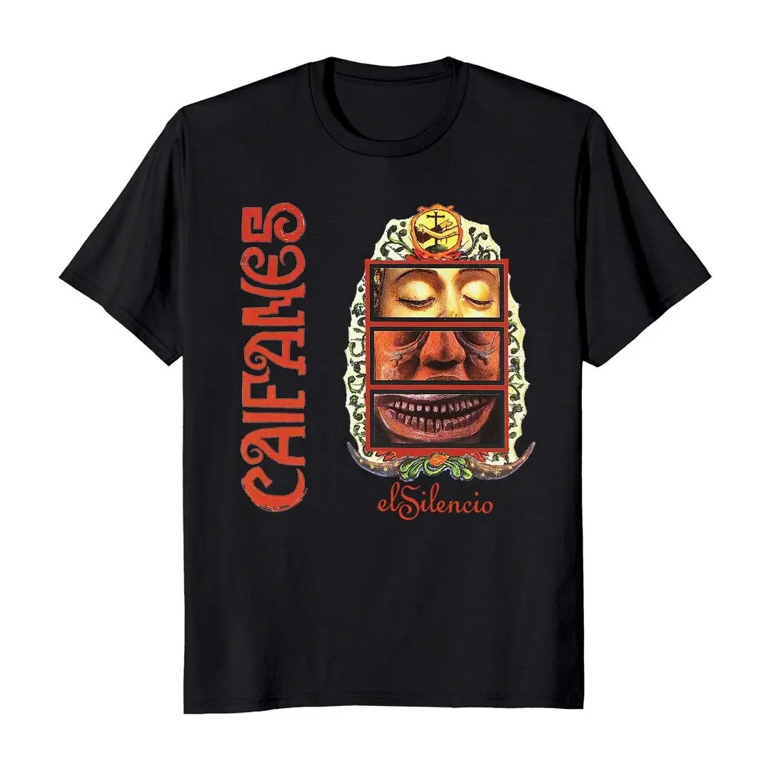 Men's Caifanes The Silence Round Neck Graphic Cotton Short-Sleeve T-Shirt - OEKO-TEX Certified Casual Streetwear Comfortable Menswear Top, Casual Graphic Tee, Art Graphic Tee, Tshirt