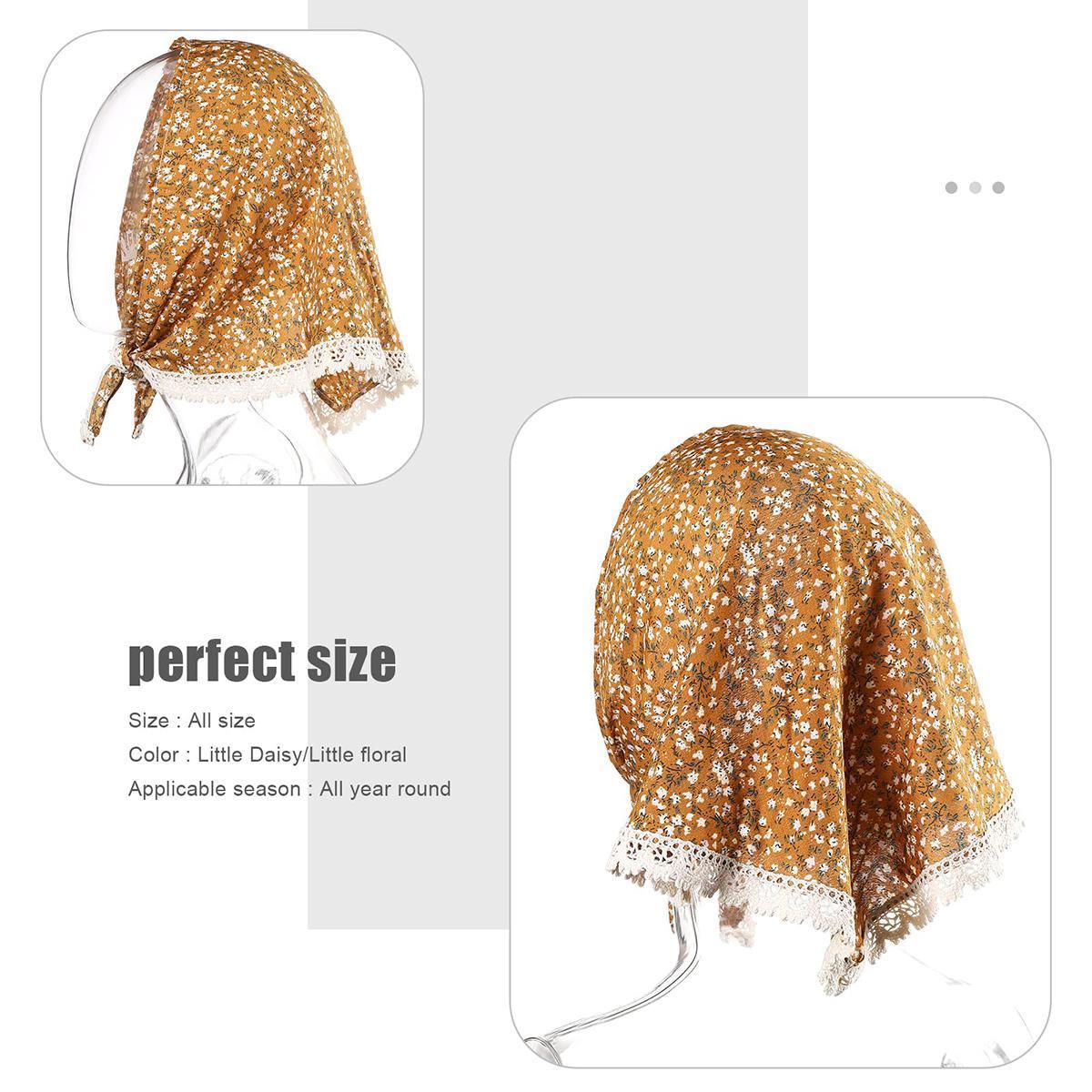 AWAYTR 3Pcs/Set Floral Hair Bandanas Chiffon Head Kerchief for Women Girls Boho Hair Scarf Lace Edge Headband Bandana